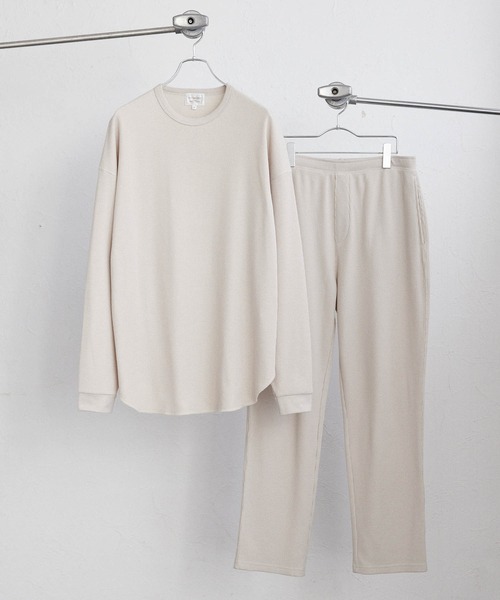 Loungewear tokyo(ラウンジウェアトウキョウ)の「ワッフル リラクシング ルームウェア 長袖カットソー×イージーパンツ ワンマイルウェア(ルームウェア/パジャマ・メンズ・ネイビー/ナチュラル/チャコールグレー/ブラック/ダークブラウン/杢グレー/グレイッシュベージュ・L/M/XL/S)」の13枚目の写真