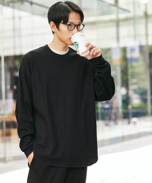 Loungewear tokyo(ラウンジウェアトウキョウ)の「ワッフル リラクシング ルームウェア 長袖カットソー×イージーパンツ ワンマイルウェア(ルームウェア/パジャマ・メンズ・ネイビー/ナチュラル/チャコールグレー/ブラック/ダークブラウン/杢グレー/グレイッシュベージュ・L/M/XL/S)」の19枚目の写真