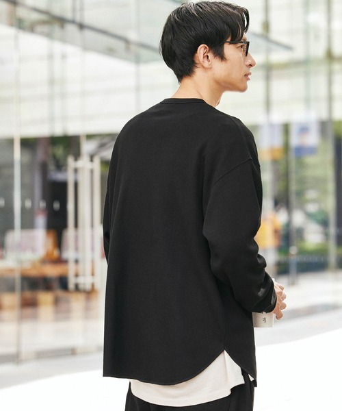   ブラック ルームウェアセット　ラウンジセット GU公式 | ソフトスウェットラウンジセット(長袖&ロングパンツ)