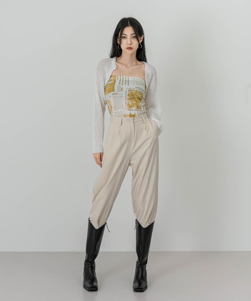 FOLLOWIN(フォロウィン)の「【UNISEX】ハイウエストピンタックストレートスラックス(スラックス・レディース・スカイブルー/ブラック/ベージュ/クリーム・SMALL/MEDIUM/LARGE/X-LARGE)」の5枚目の写真