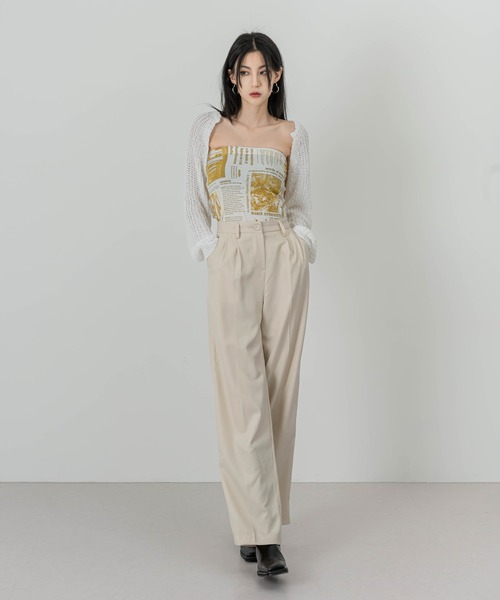 FOLLOWIN(フォロウィン)の「【UNISEX】ハイウエストピンタックストレートスラックス(スラックス・レディース・スカイブルー/ブラック/ベージュ/クリーム・SMALL/MEDIUM/LARGE/X-LARGE)」の6枚目の写真