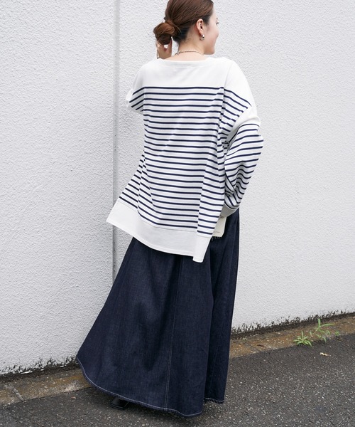 CIAOPANIC TYPY(チャオパニックティピー)の「パネルボーダーワイドスリーブTEE(Tシャツ/カットソー・レディース・パープル/ネイビー/オレンジ・ONE SIZE)」の21枚目の写真