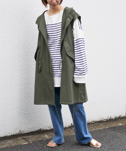 CIAOPANIC TYPY(チャオパニックティピー)の「パネルボーダーワイドスリーブTEE(Tシャツ/カットソー・レディース・パープル/ネイビー/オレンジ・ONE SIZE)」の10枚目の写真