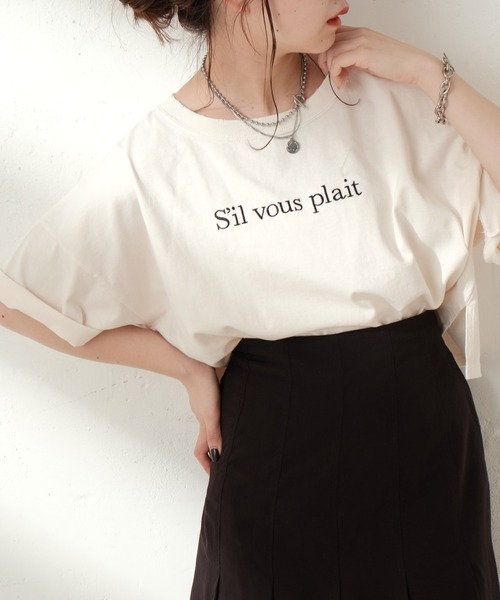 Chico（チコ）の「バックロゴショート丈ダメージT（Tシャツ/カットソー・レディース・ホワイト/ブラック/ブラウン/ベージュ・FREE）」の2枚目の写真