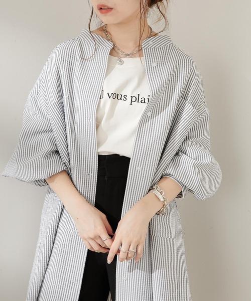 Chico（チコ）の「バックロゴショート丈ダメージT（Tシャツ/カットソー・レディース・ホワイト/ブラック/ブラウン/ベージュ・FREE）」の6枚目の写真