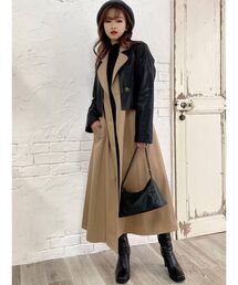 RESEXXY | フェイクレザーレイヤードトレンチコート(トレンチコート)