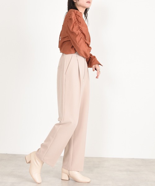 w closet（ダブルクローゼット）の「ハイウエストスラックスパンツ（スラックス・レディース・ブルーグレー/チャコール/ベージュ・マルチサイズ）」の10枚目の写真