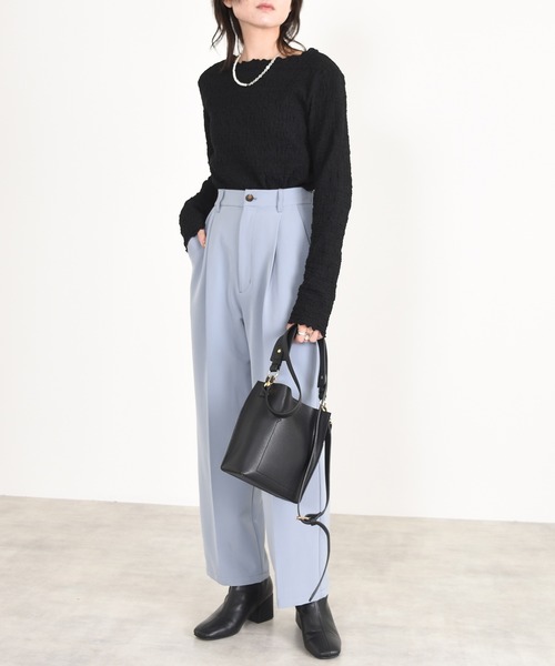 w closet（ダブルクローゼット）の「ハイウエストスラックスパンツ（スラックス・レディース・ブルーグレー/チャコール/ベージュ・マルチサイズ）」の14枚目の写真