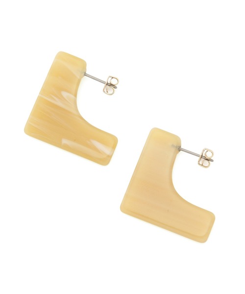 SALON adam et rope'(サロン アダム エ ロペ)の「アセチスクエアピアス(ピアス(両耳用)・レディース・ベージュ/パープル・FREE)」の7枚目の写真