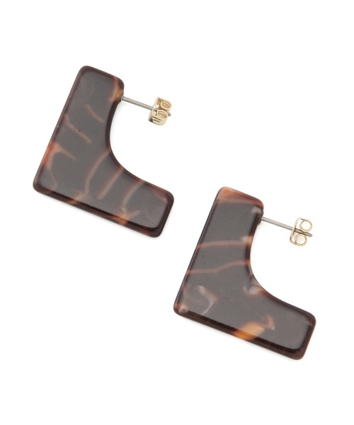 SALON adam et rope'(サロン アダム エ ロペ)の「アセチスクエアピアス(ピアス(両耳用)・レディース・ベージュ/パープル・FREE)」の8枚目の写真