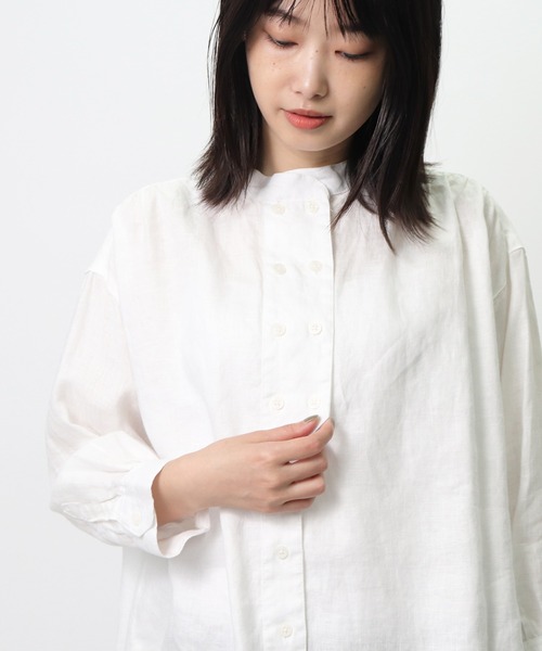 D*g*y(ディージーワイ)の「∴【 D*g*y / ディージーワイ 】リネンオックス ダブルボタン ブラウス D8399 DEC(シャツ/ブラウス・レディース・ブラック/ホワイト/ナチュラル・M/L)」の3枚目の写真