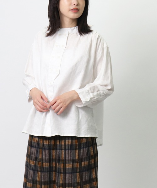 D*g*y(ディージーワイ)の「∴【 D*g*y / ディージーワイ 】リネンオックス ダブルボタン ブラウス D8399 DEC(シャツ/ブラウス・レディース・ブラック/ホワイト/ナチュラル・M/L)」の6枚目の写真