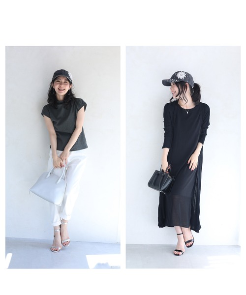 レースの花とパールを散りばめたデニム地キャップ 帽子（キャップ