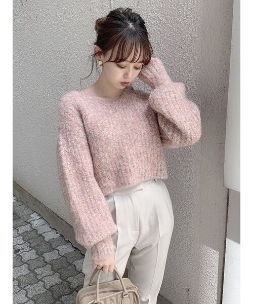 dazzlin（ダズリン）の「シュガークロップドニットトップス（ニット/セーター・レディース・ベージュ/グレー/ピンク/ブルー・FREE）」の18枚目の写真