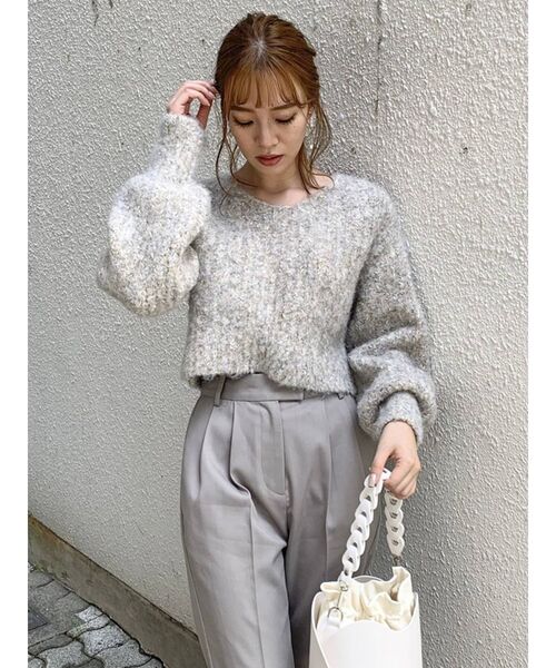 dazzlin（ダズリン）の「シュガークロップドニットトップス（ニット/セーター・レディース・ベージュ/グレー/ピンク/ブルー・FREE）」の14枚目の写真