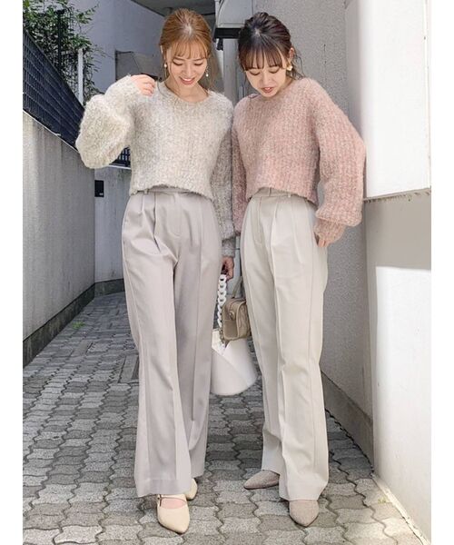 dazzlin（ダズリン）の「シュガークロップドニットトップス（ニット/セーター・レディース・ベージュ/グレー/ピンク/ブルー・FREE）」の7枚目の写真