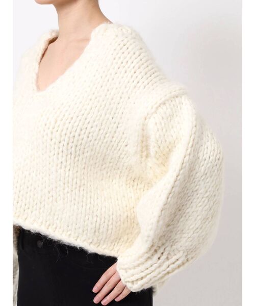 MERCURYDUO（マーキュリーデュオ）の「クロップドハンドニット（ニット/セーター・レディース・オフホワイト/ライトグレー・FREE）」の13枚目の写真