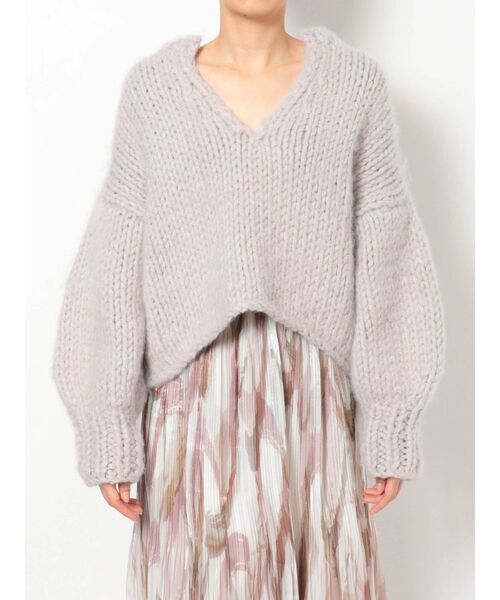 MERCURYDUO（マーキュリーデュオ）の「クロップドハンドニット（ニット/セーター・レディース・オフホワイト/ライトグレー・FREE）」の14枚目の写真