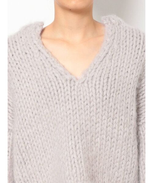 MERCURYDUO（マーキュリーデュオ）の「クロップドハンドニット（ニット/セーター・レディース・オフホワイト/ライトグレー・FREE）」の5枚目の写真