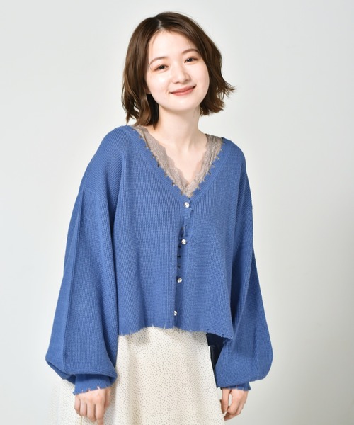 RETRO GIRL(レトロガール)の「ダメージカラフルニットカーデ(カーディガン/ボレロ・レディース・アイボリー/グリーン/ブラック/レッド/ブルー・FREE)」の4枚目の写真