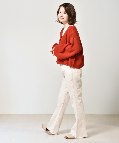 RETRO GIRL(レトロガール)の「ダメージカラフルニットカーデ(カーディガン/ボレロ・レディース・アイボリー/グリーン/ブラック/レッド/ブルー・FREE)」の13枚目の写真