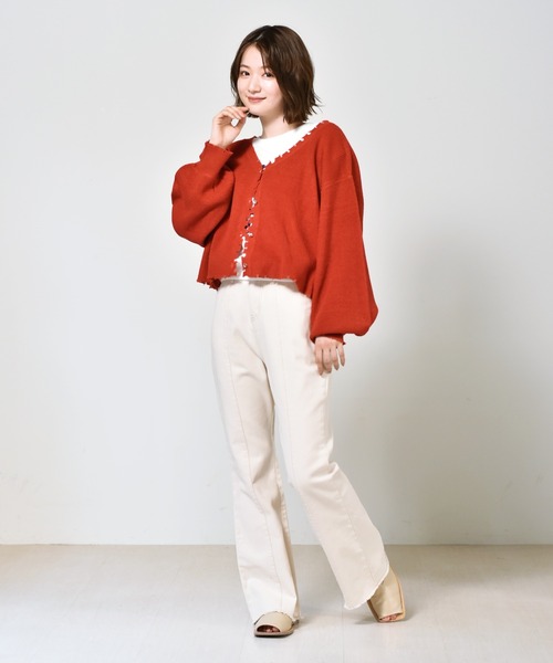 RETRO GIRL(レトロガール)の「ダメージカラフルニットカーデ(カーディガン/ボレロ・レディース・アイボリー/グリーン/ブラック/レッド/ブルー・FREE)」の20枚目の写真