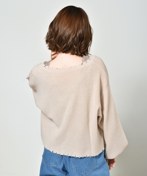 RETRO GIRL(レトロガール)の「ダメージカラフルニットカーデ(カーディガン/ボレロ・レディース・アイボリー/グリーン/ブラック/レッド/ブルー・FREE)」の10枚目の写真