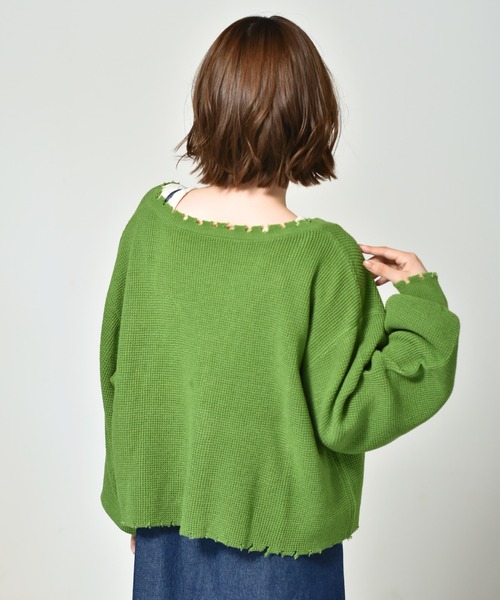 RETRO GIRL(レトロガール)の「ダメージカラフルニットカーデ(カーディガン/ボレロ・レディース・アイボリー/グリーン/ブラック/レッド/ブルー・FREE)」の17枚目の写真