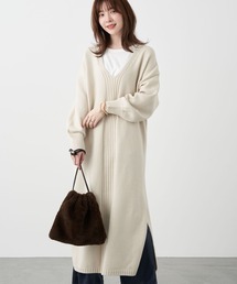 【WEB限定】Vネックロングニットワンピース *