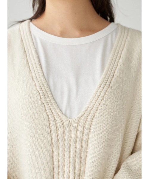 earth music&ecology（アースミュージックアンドエコロジー）の「【WEB限定】Vネックロングニットワンピース ＊（ワンピース・レディース・ライトグレー/グレー/グリーン/アイボリー・FREE）」の16枚目の写真