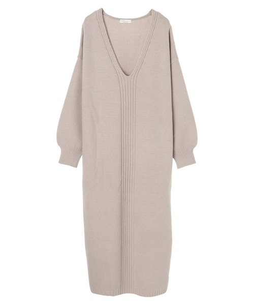 earth music&ecology（アースミュージックアンドエコロジー）の「【WEB限定】Vネックロングニットワンピース ＊（ワンピース・レディース・ライトグレー/グレー/グリーン/アイボリー・FREE）」の20枚目の写真