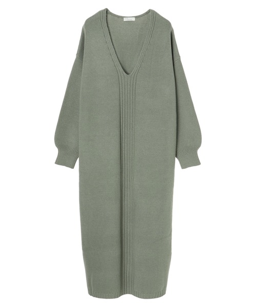 earth music&ecology（アースミュージックアンドエコロジー）の「【WEB限定】Vネックロングニットワンピース ＊（ワンピース・レディース・ライトグレー/グレー/グリーン/アイボリー・FREE）」の18枚目の写真