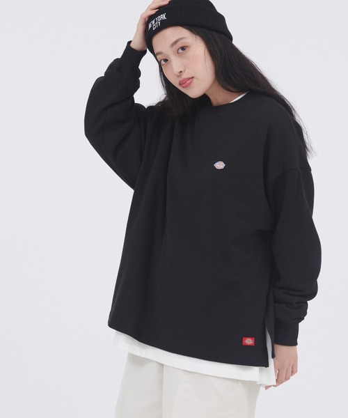 Dickies(ディッキーズ)の「Dickies/ディッキーズ 刺繍ロゴ裏毛クルーネック/バックプリント 長袖カットソー スリット チュニック(Tシャツ/カットソー・レディース・グリーン/ブラック系その他/オフホワイト/ブラック/ホワイト系その他/グリーン系その他・M/L)」の10枚目の写真