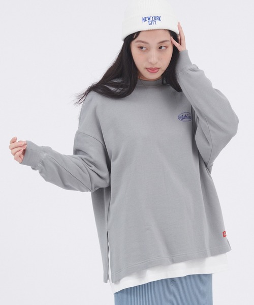Dickies(ディッキーズ)の「Dickies/ディッキーズ 刺繍ロゴ裏毛クルーネック/バックプリント 長袖カットソー スリット チュニック(Tシャツ/カットソー・レディース・グリーン/ブラック系その他/オフホワイト/ブラック/ホワイト系その他/グリーン系その他・M/L)」の13枚目の写真
