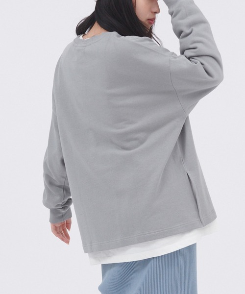 Dickies(ディッキーズ)の「Dickies/ディッキーズ 刺繍ロゴ裏毛クルーネック/バックプリント 長袖カットソー スリット チュニック(Tシャツ/カットソー・レディース・グリーン/ブラック系その他/オフホワイト/ブラック/ホワイト系その他/グリーン系その他・M/L)」の14枚目の写真