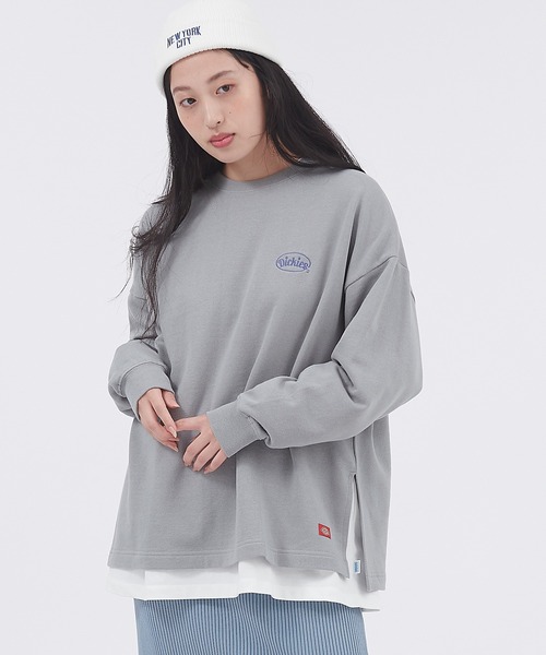 Dickies(ディッキーズ)の「Dickies/ディッキーズ 刺繍ロゴ裏毛クルーネック/バックプリント 長袖カットソー スリット チュニック(Tシャツ/カットソー・レディース・グリーン/ブラック系その他/オフホワイト/ブラック/ホワイト系その他/グリーン系その他・M/L)」の12枚目の写真
