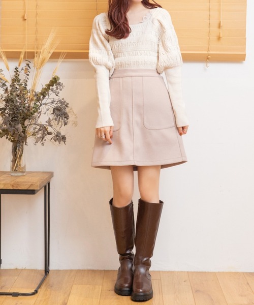 Mysa&Liina(ミーサリーナ)の「シャーリングニット(ニット/セーター・レディース・ブラック/オフホワイト/ラベンダー・M)」の10枚目の写真