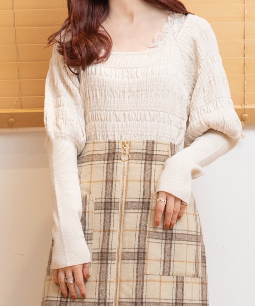 Mysa&Liina(ミーサリーナ)の「シャーリングニット(ニット/セーター・レディース・ブラック/オフホワイト/ラベンダー・M)」の15枚目の写真