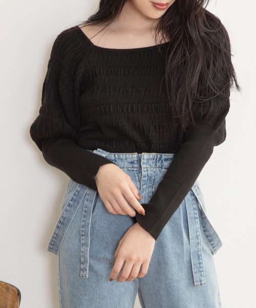 Mysa&Liina(ミーサリーナ)の「シャーリングニット(ニット/セーター・レディース・ブラック/オフホワイト/ラベンダー・M)」の19枚目の写真