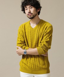 NANO universe（ナノユニバース）の「シルクブレンドコットンケーブルＶネックニット（ニット/セーター・メンズ）」
