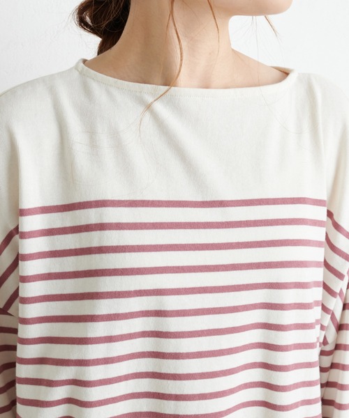 PUAL CE CIN（ピュアルセシン）の「パネルボーダーチュニック（Tシャツ/カットソー・レディース・グレー/ブラウン/グリーン/イエロー/ピンク・FREE）」の15枚目の写真