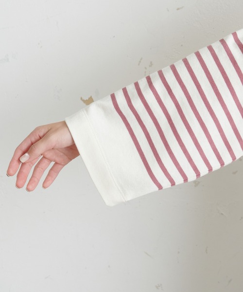 PUAL CE CIN（ピュアルセシン）の「パネルボーダーチュニック（Tシャツ/カットソー・レディース・グレー/ブラウン/グリーン/イエロー/ピンク・FREE）」の12枚目の写真