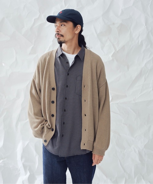 CPCM(シーピーシーエム)の「強撚カーディガン(カーディガン/ボレロ・メンズ・チャコールグレー/グレイッシュベージュ/グレー/ブルー・FREE)」の1枚目の写真