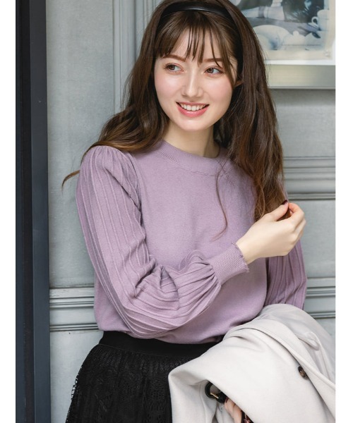 fifth(フィフス)の「デザインスリーブクルーネックニット(ニット/セーター・レディース・ブラック/スモークピンク・MEDIUM)」の13枚目の写真