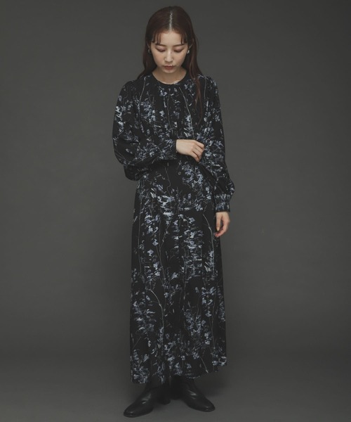 SENSE OF PLACE by URBAN RESEARCH（センスオブプレイスバイアーバンリサーチ）の「リーフプリントウエストタックワンピース（ワンピース・レディース・ブラック系その他/ホワイト系その他・ONE）」の9枚目の写真