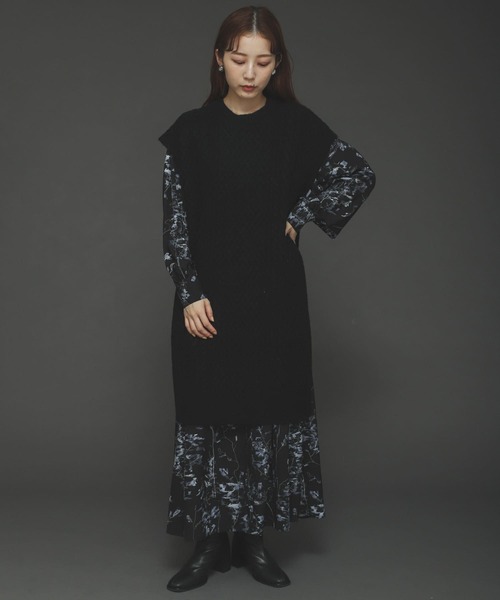 SENSE OF PLACE by URBAN RESEARCH（センスオブプレイスバイアーバンリサーチ）の「リーフプリントウエストタックワンピース（ワンピース・レディース・ブラック系その他/ホワイト系その他・ONE）」の12枚目の写真