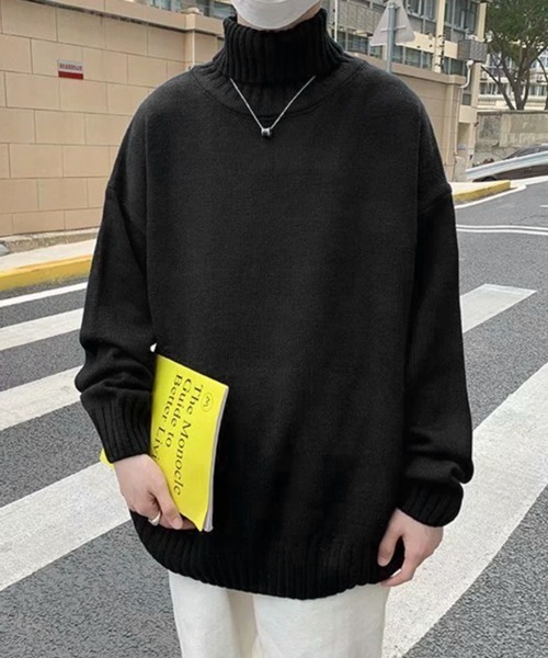 NOWLE(ノウル)の「【NOWLE】リブ ハイネック ニット セーター(ニット/セーター・メンズ・グレー/ブラック・MEDIUM/X-LARGE/XX-LARGE/LARGE)」の17枚目の写真