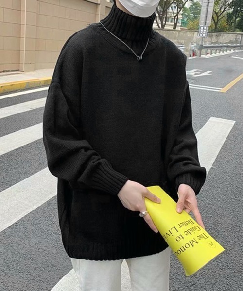 NOWLE(ノウル)の「【NOWLE】リブ ハイネック ニット セーター(ニット/セーター・メンズ・グレー/ブラック・MEDIUM/X-LARGE/XX-LARGE/LARGE)」の18枚目の写真