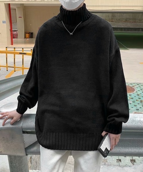 NOWLE(ノウル)の「【NOWLE】リブ ハイネック ニット セーター(ニット/セーター・メンズ・グレー/ブラック・MEDIUM/X-LARGE/XX-LARGE/LARGE)」の21枚目の写真