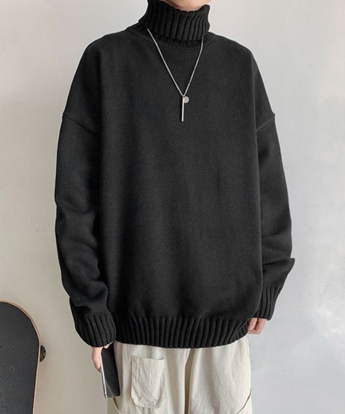 NOWLE(ノウル)の「【NOWLE】リブ ハイネック ニット セーター(ニット/セーター・メンズ・グレー/ブラック・MEDIUM/X-LARGE/XX-LARGE/LARGE)」の22枚目の写真